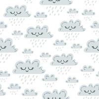 modèle sans couture de nuages drôles kawaii. un vecteur