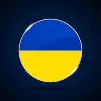 icône de bouton de cercle de drapeau national de l'ukraine vecteur