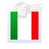 marque d'affranchissement de l'italie. timbre-poste du drapeau national vecteur