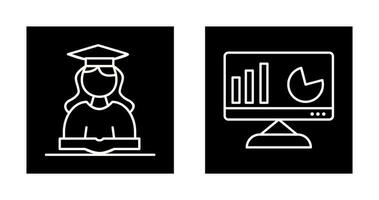 femelle étudiant et analytique icône vecteur