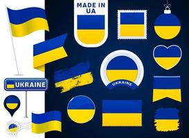 collection de vecteurs de drapeau ukrainien. grand ensemble de conception de drapeau national vecteur