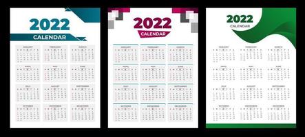 calendrier de bureau design 2022 modèle calendrier mural 2022 vecteur