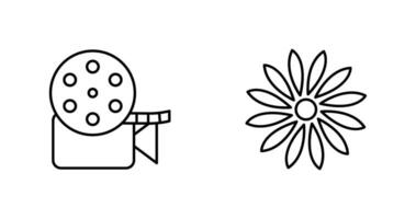 vidéo bobine et fleur icône vecteur