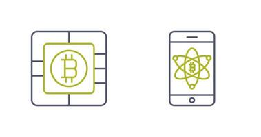 bitcoin puce et mobile icône vecteur