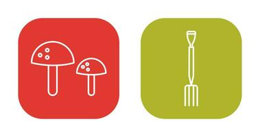 champignons et jardinage fourchette icône vecteur