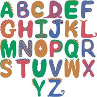 alphabet dinosaure de différentes couleurs pour les enfants vecteur