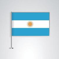drapeau argentin avec bâton en métal vecteur