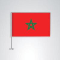 drapeau maroc avec bâton en métal vecteur