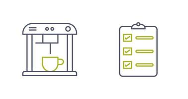 café machine et commande liste icône vecteur