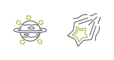 Saturne et tournage étoile icône vecteur