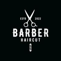 rétro ancien salon de coiffure la Coupe de cheveux et se raser logo modèle avec la Coupe de cheveux équipement conception. logo pour entreprise, emblème, étiqueter, coiffeur et badge. vecteur