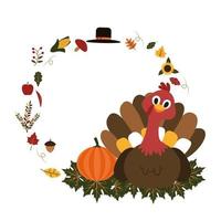 turquie joyeux jour de thanksgiving automne saison dautomne illustration plate vecteur