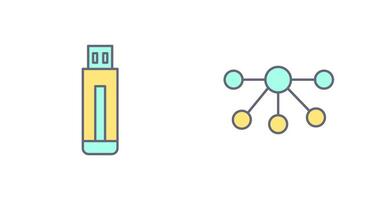 USB conduire et nœuds icône vecteur