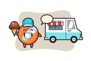 caricature de mascotte de taille-crayon avec camion de crème glacée vecteur