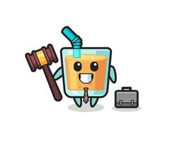 illustration de la mascotte de jus d'orange en tant qu'avocat vecteur