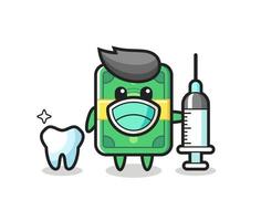 personnage mascotte de l'argent en tant que dentiste vecteur