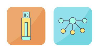 USB conduire et nœuds icône vecteur