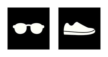 des lunettes de soleil et chaussure icône vecteur