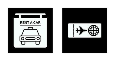 location une voiture et avion des billets icône vecteur