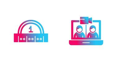 vidéo conférence et règle icône vecteur