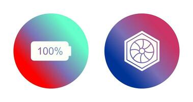 plein batterie et hexagonal diaphragme icône vecteur