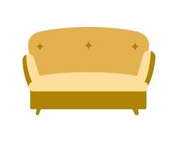 Canapé moutarde confortable objet vectoriel couleur semi-plat