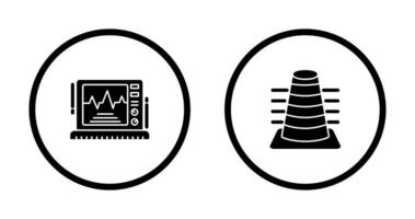 bollard et ekg moniteur icône vecteur
