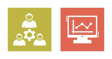 travail en équipe et ligne graphique icône vecteur