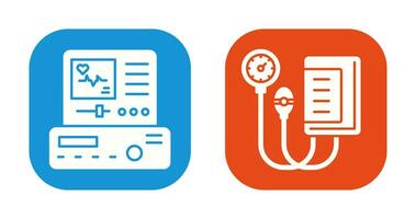 électrocardiogramme et du sang pression jauge icône vecteur