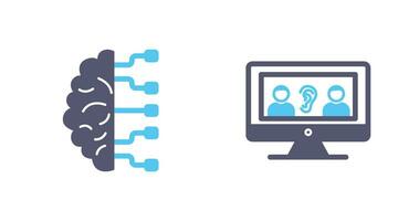 cerveau et écoute icône vecteur