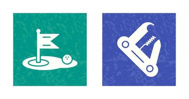 le golf et Suisse armée couteau icône vecteur