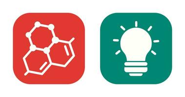 molécule et lumière ampoule icône vecteur