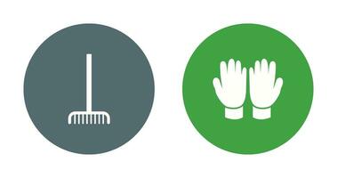 fourchette cueillette feuilles et jardinage gants icône vecteur