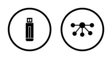 USB conduire et nœuds icône vecteur
