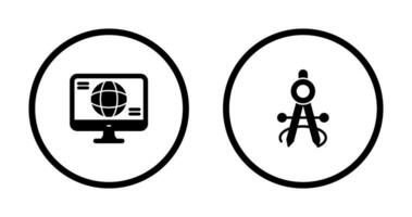 moniteur et boussole icône vecteur