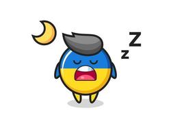 illustration de caractère insigne drapeau ukraine dormir la nuit vecteur