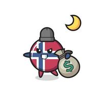 illustration de la bande dessinée d'insigne de drapeau de la norvège est volé l'argent vecteur