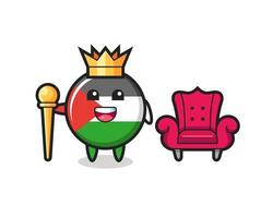 caricature de mascotte de l'insigne du drapeau palestinien en tant que roi vecteur