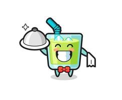 personnage mascotte de jus de melon en tant que serveurs vecteur