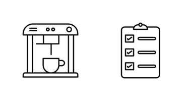 café machine et commande liste icône vecteur