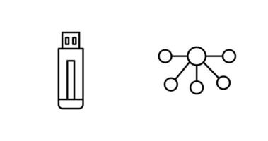 USB conduire et nœuds icône vecteur