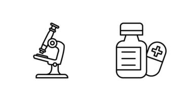 microscope et pilule icône vecteur