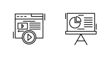 vidéo contenu et tarte graphique icône vecteur