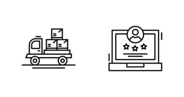 livraison un camion et évaluation icône vecteur