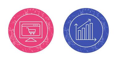 commerce électronique site Internet et en hausse statistiques icône vecteur