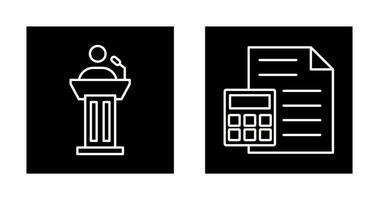 podium et collation de calculatrices et argent icône vecteur