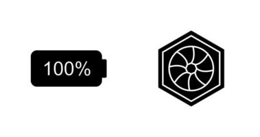 plein batterie et hexagonal diaphragme icône vecteur