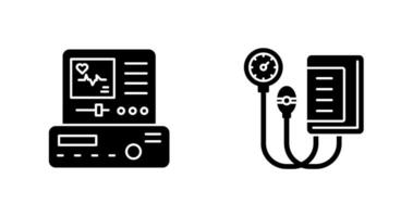 électrocardiogramme et du sang pression jauge icône vecteur