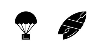 parachute et planche de surf icône vecteur