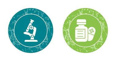 microscope et pilule icône vecteur